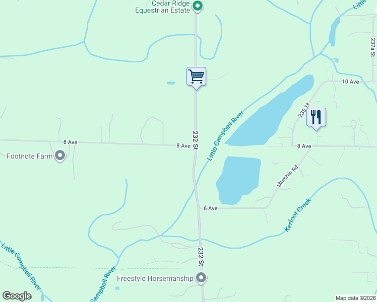 map of restaurants, bars, coffee shops, grocery stores, and more near 23186 8 Avenue in Langley Township