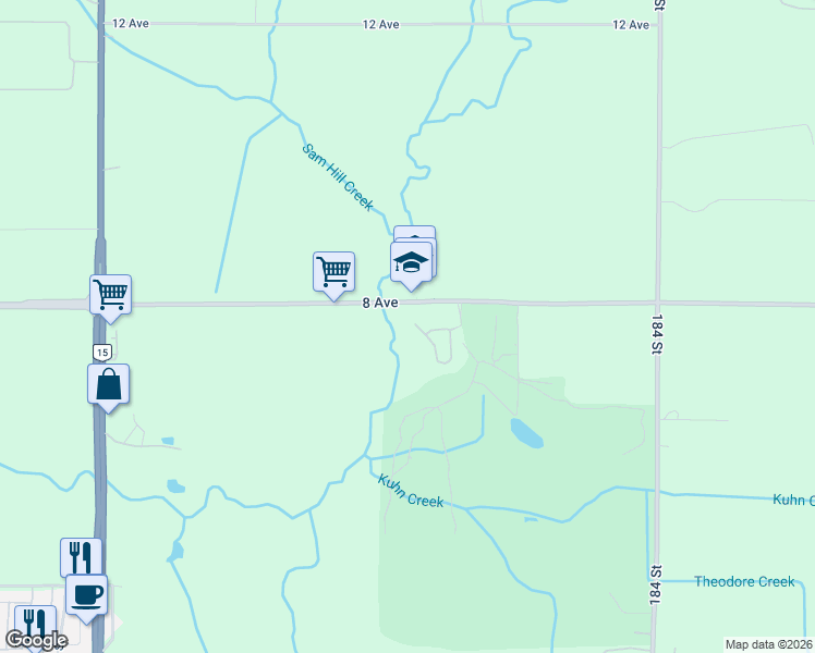 map of restaurants, bars, coffee shops, grocery stores, and more near 18088 8 Avenue in Surrey