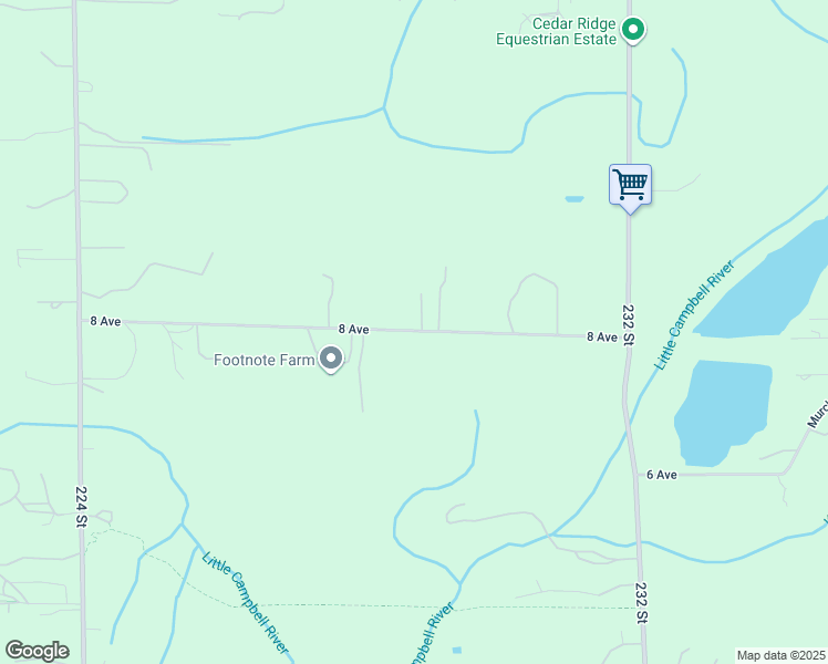 map of restaurants, bars, coffee shops, grocery stores, and more near 22850 8 Avenue in Langley City