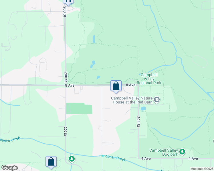 map of restaurants, bars, coffee shops, grocery stores, and more near 20228 8 Avenue in Langley Township