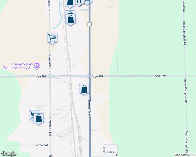 map of restaurants, bars, coffee shops, grocery stores, and more near 34684 Vye Road in Abbotsford