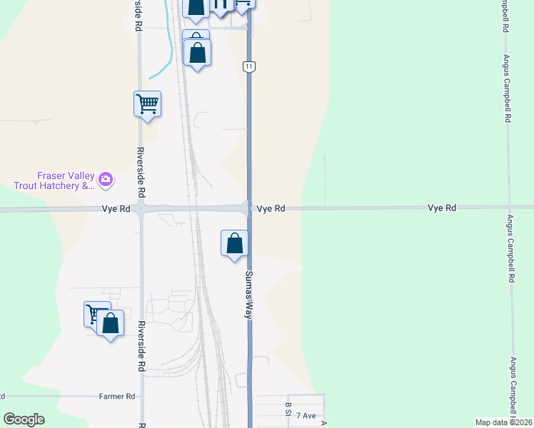 map of restaurants, bars, coffee shops, grocery stores, and more near 34684 Vye Road in Abbotsford