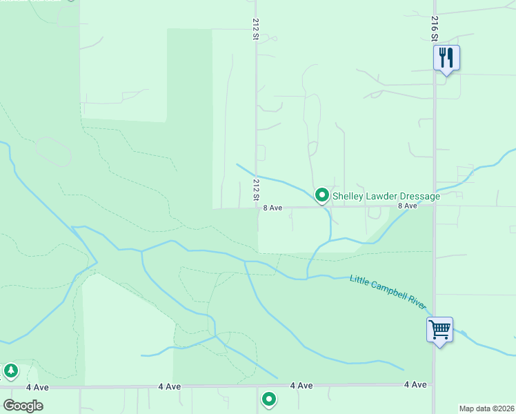 map of restaurants, bars, coffee shops, grocery stores, and more near 21228 8 Avenue in Langley Township