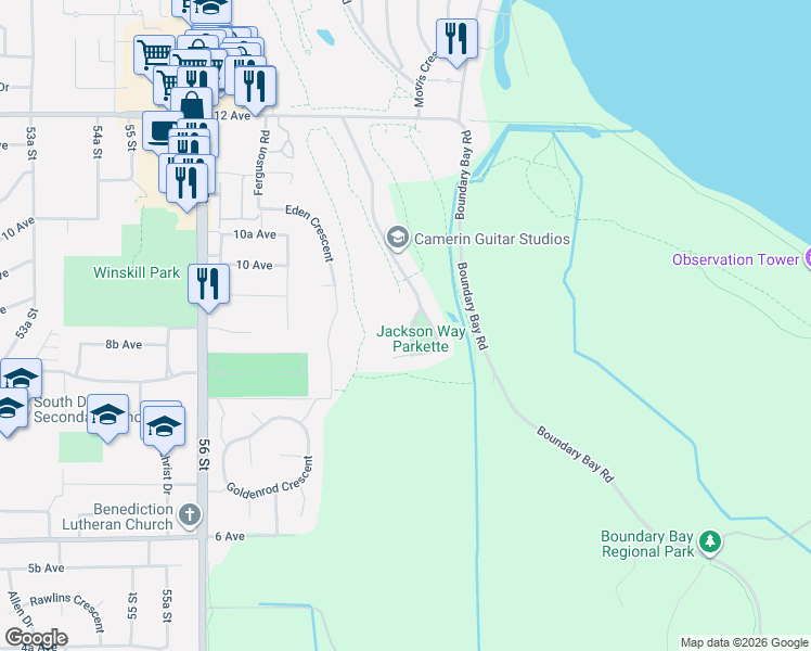map of restaurants, bars, coffee shops, grocery stores, and more near 901 Jackson Way in Delta
