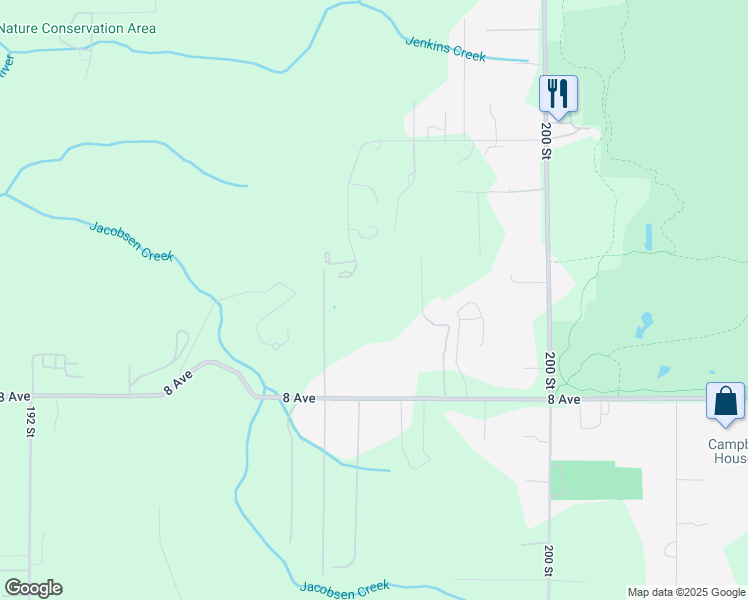 map of restaurants, bars, coffee shops, grocery stores, and more near 1011 196A Street in Langley