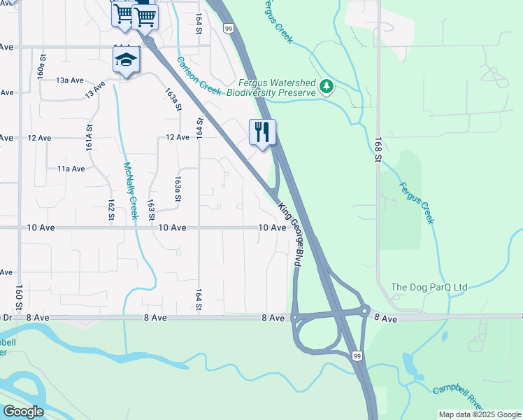 map of restaurants, bars, coffee shops, grocery stores, and more near Hazelmere Lane in Surrey