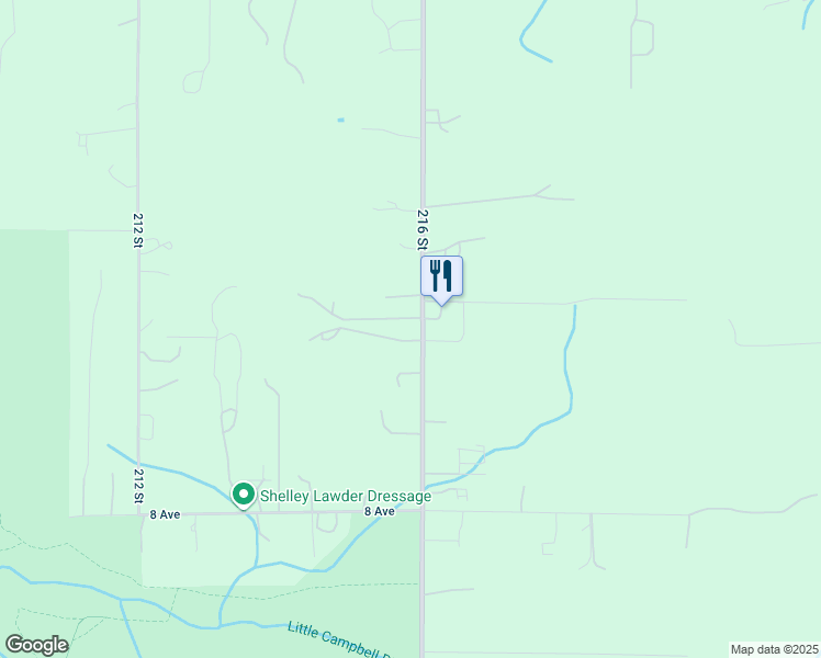 map of restaurants, bars, coffee shops, grocery stores, and more near 1061 216 Street in Langley