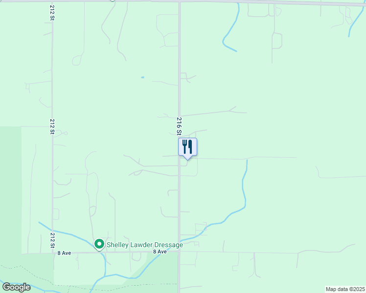 map of restaurants, bars, coffee shops, grocery stores, and more near 1130 216 Street in Langley
