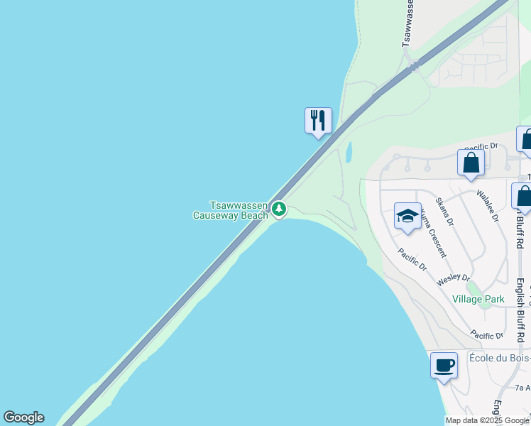 map of restaurants, bars, coffee shops, grocery stores, and more near British Columbia 17 in Delta