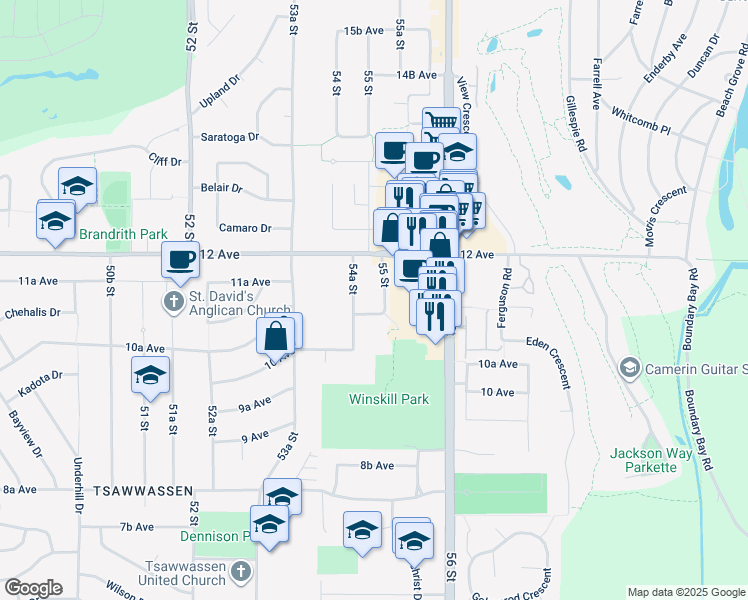 map of restaurants, bars, coffee shops, grocery stores, and more near in Delta