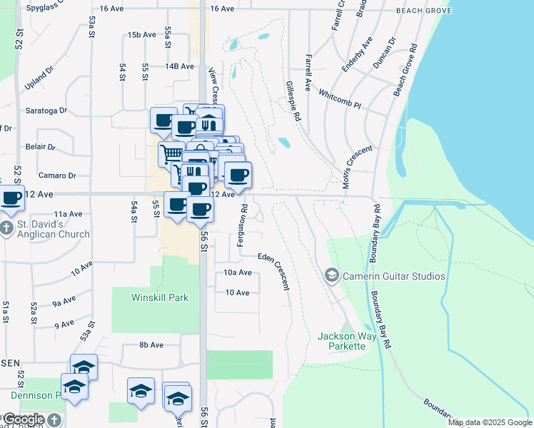 map of restaurants, bars, coffee shops, grocery stores, and more near 1152 Fairway Views Wynd in Delta