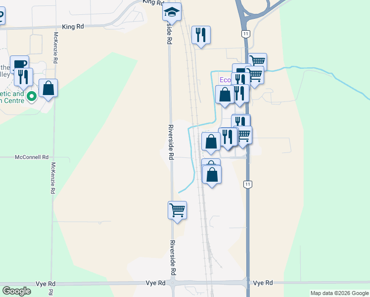map of restaurants, bars, coffee shops, grocery stores, and more near 34425 McConnell Road in Abbotsford