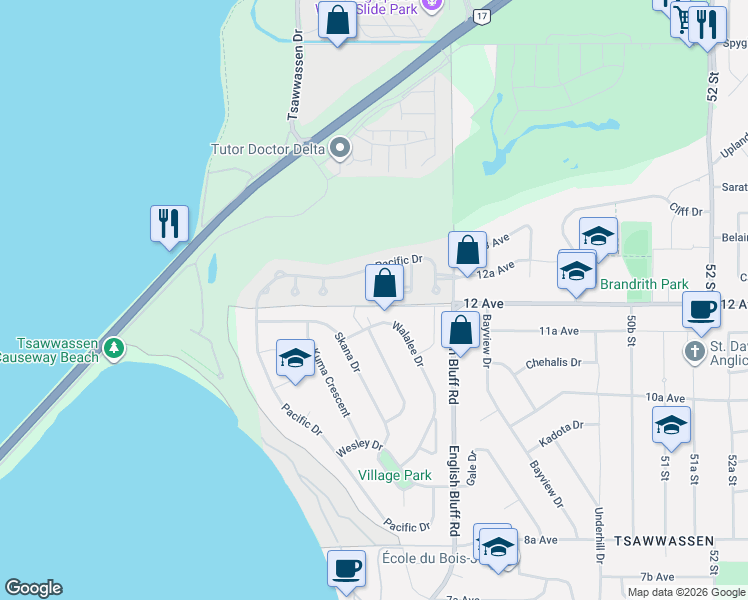 map of restaurants, bars, coffee shops, grocery stores, and more near 4702 Stahaken Court in Delta