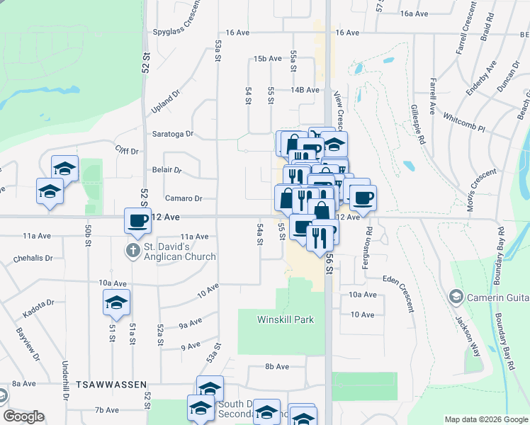map of restaurants, bars, coffee shops, grocery stores, and more near in Delta
