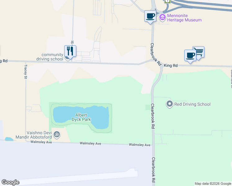 map of restaurants, bars, coffee shops, grocery stores, and more near 31804 King Road in Abbotsford