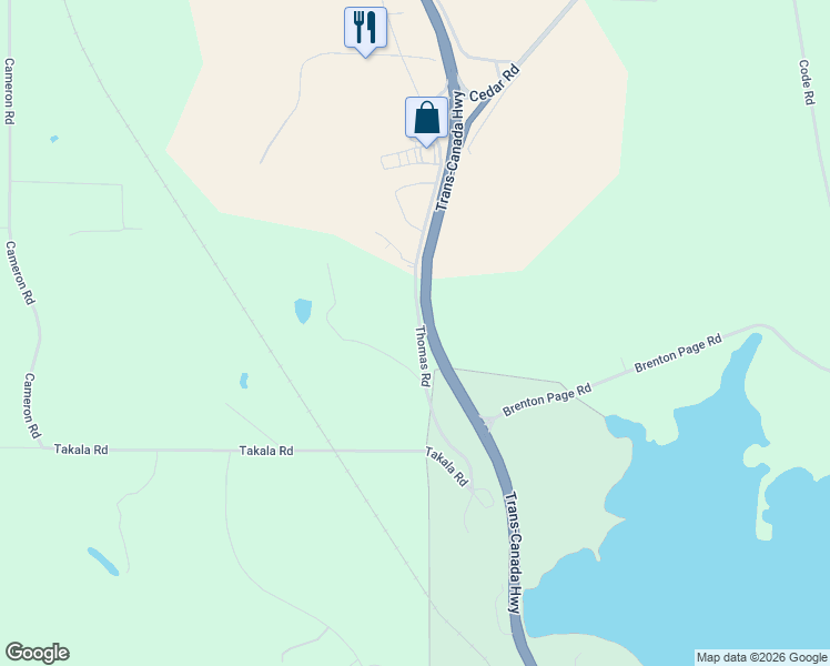 map of restaurants, bars, coffee shops, grocery stores, and more near 13030 Thomas Road in Ladysmith