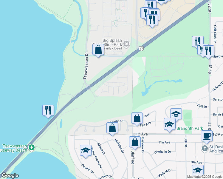 map of restaurants, bars, coffee shops, grocery stores, and more near 4638 Orca Way in Metro Vancouver