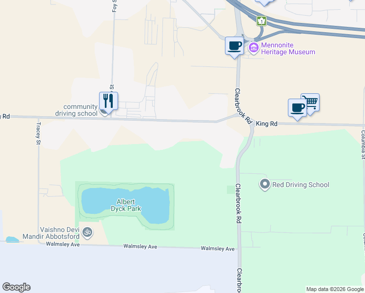 map of restaurants, bars, coffee shops, grocery stores, and more near 31804 King Road in Abbotsford