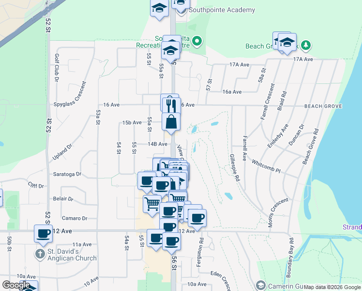 map of restaurants, bars, coffee shops, grocery stores, and more near in Delta
