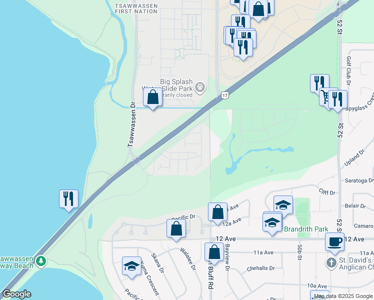 map of restaurants, bars, coffee shops, grocery stores, and more near 4656 Orca Way in Metro Vancouver