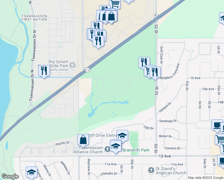 map of restaurants, bars, coffee shops, grocery stores, and more near 5051 Willow Springs Avenue in Delta