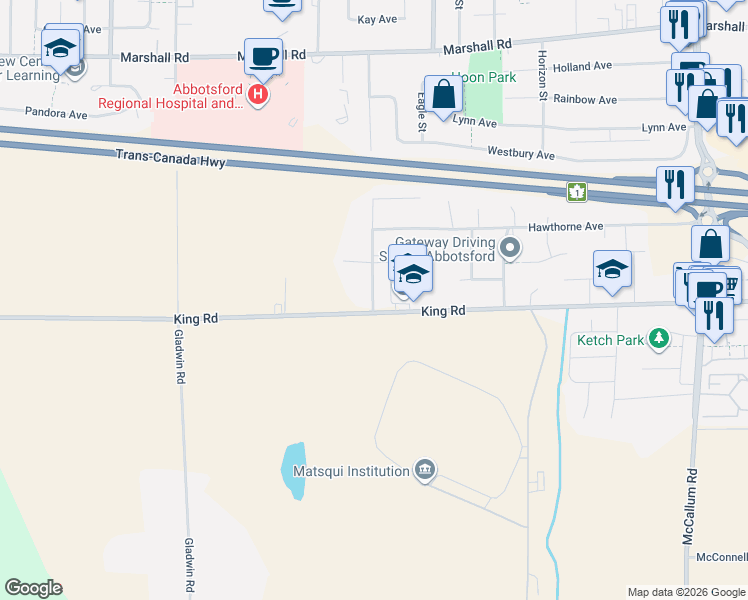map of restaurants, bars, coffee shops, grocery stores, and more near 1624 Jackson Street in Abbotsford