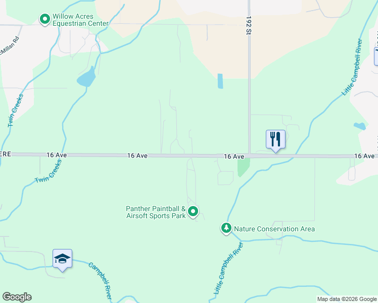 map of restaurants, bars, coffee shops, grocery stores, and more near 19019 16 Avenue in Surrey