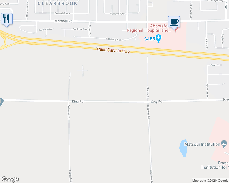 map of restaurants, bars, coffee shops, grocery stores, and more near 32623 King Road in Abbotsford