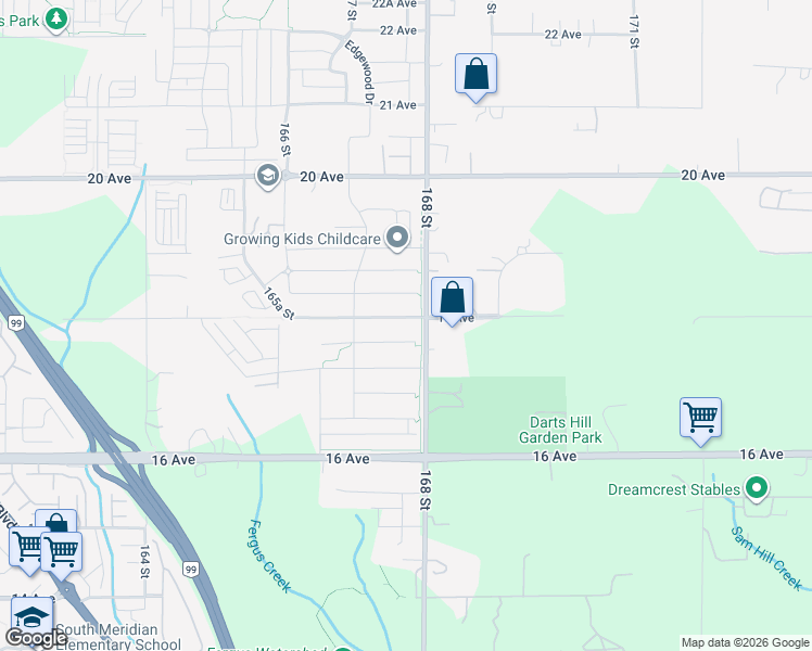 map of restaurants, bars, coffee shops, grocery stores, and more near 16778 18 Avenue in Surrey