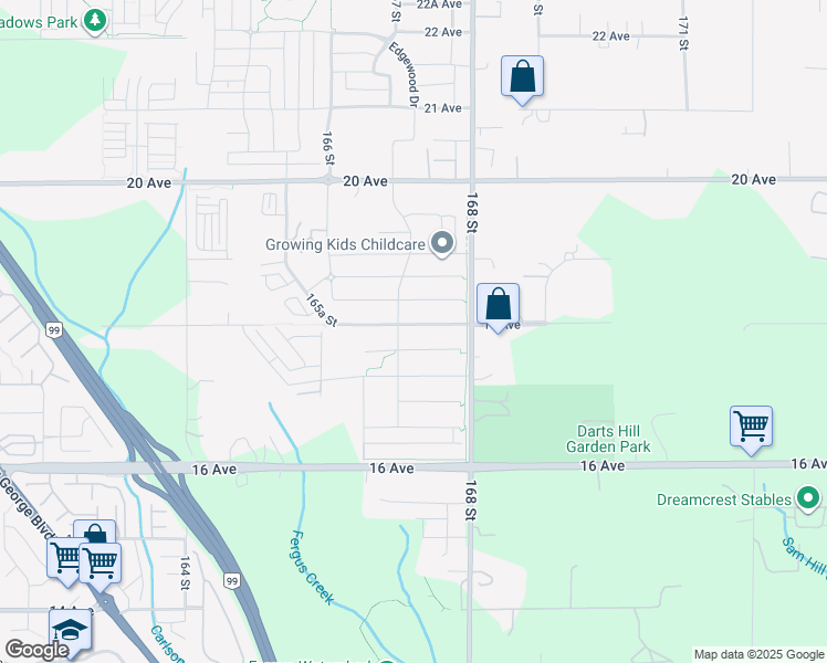 map of restaurants, bars, coffee shops, grocery stores, and more near 16726 18 Avenue in Surrey
