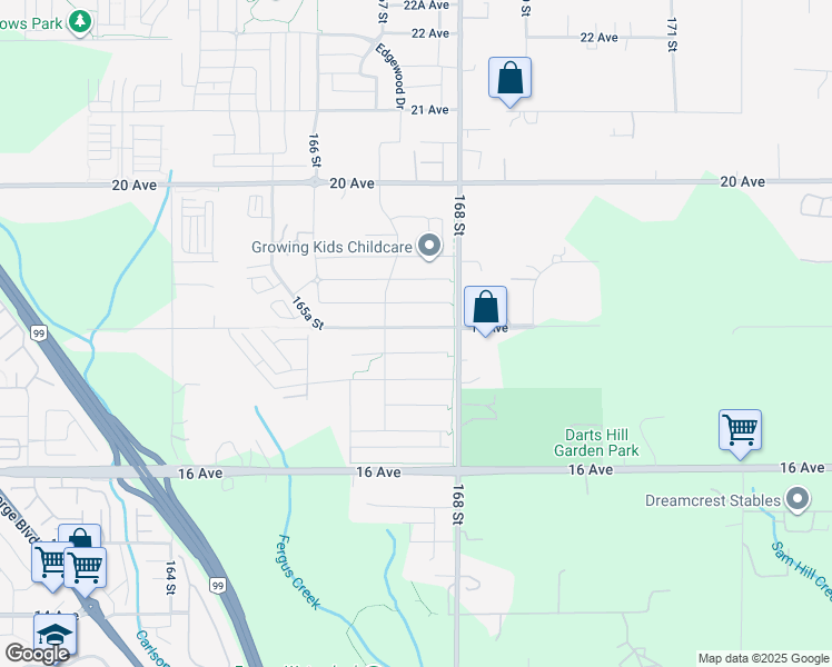 map of restaurants, bars, coffee shops, grocery stores, and more near 16746 18 Avenue in Surrey
