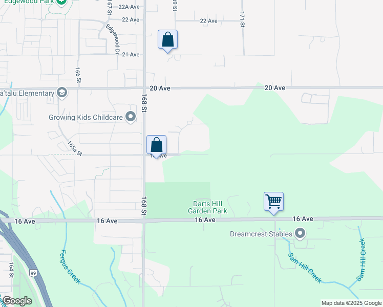 map of restaurants, bars, coffee shops, grocery stores, and more near 16939 18 Avenue in Surrey