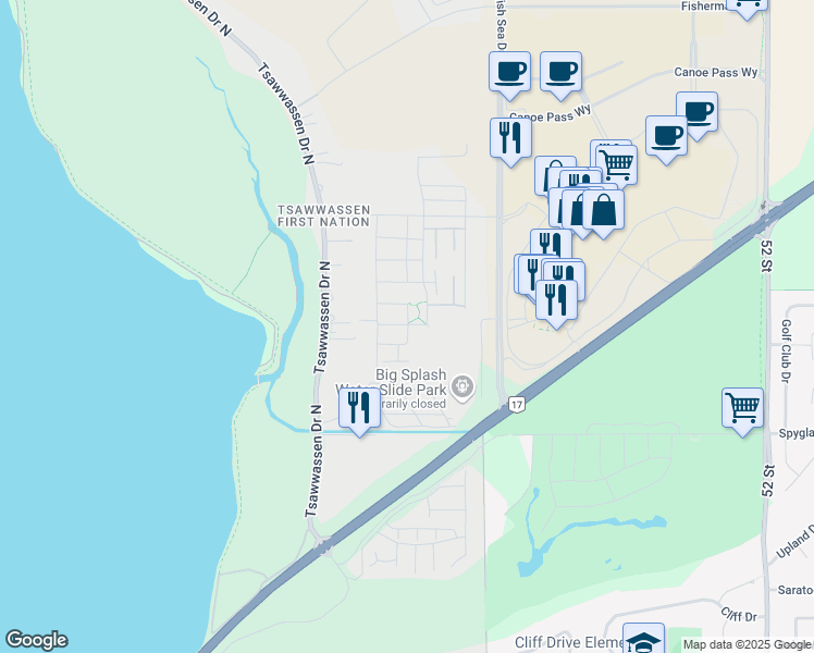 map of restaurants, bars, coffee shops, grocery stores, and more near 4688 Hawk Lane in Greater Vancouver