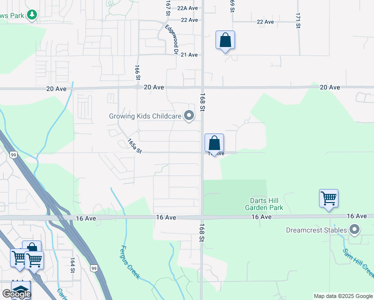 map of restaurants, bars, coffee shops, grocery stores, and more near 16759 18 Avenue in Surrey