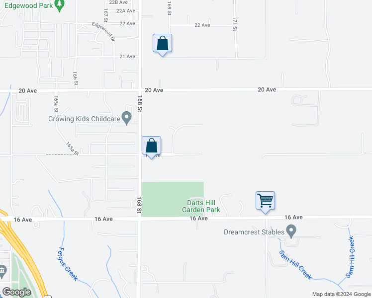 map of restaurants, bars, coffee shops, grocery stores, and more near 16939 18 Avenue in Surrey