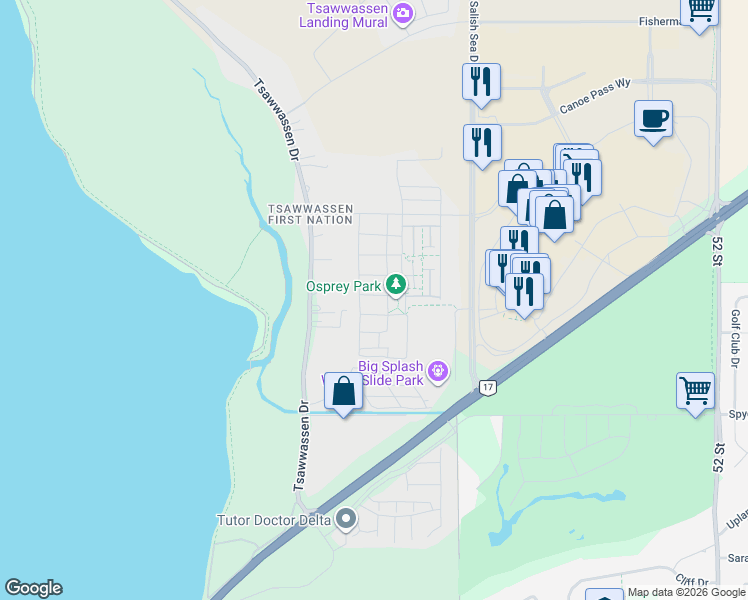 map of restaurants, bars, coffee shops, grocery stores, and more near 4668 Robin Lane in Metro Vancouver