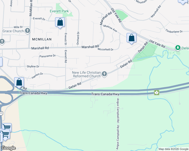 map of restaurants, bars, coffee shops, grocery stores, and more near in Abbotsford