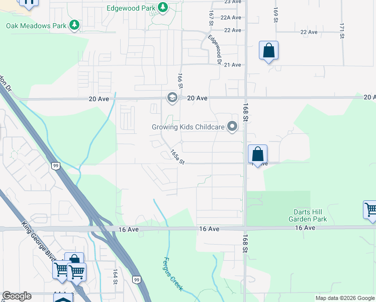 map of restaurants, bars, coffee shops, grocery stores, and more near in Surrey