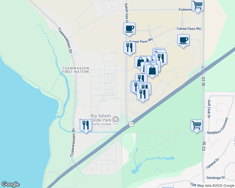map of restaurants, bars, coffee shops, grocery stores, and more near 352-1784 Osprey Drive in Metro Vancouver