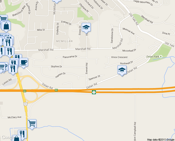 map of restaurants, bars, coffee shops, grocery stores, and more near 1844 Everett Road in Abbotsford
