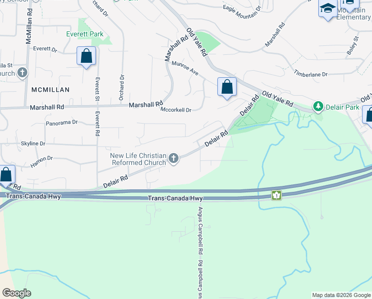 map of restaurants, bars, coffee shops, grocery stores, and more near 35292 Rockwell Drive in Abbotsford