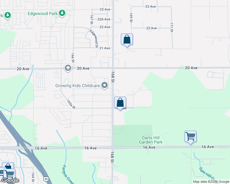 map of restaurants, bars, coffee shops, grocery stores, and more near 1882 168 Street in Surrey
