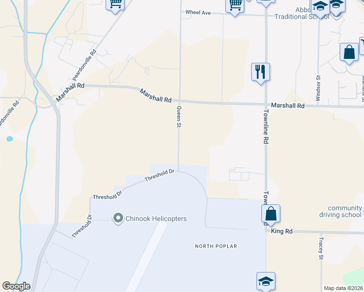 map of restaurants, bars, coffee shops, grocery stores, and more near 1860 Queen Street in Abbotsford