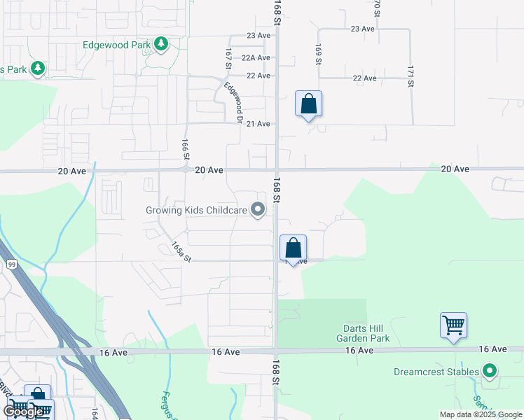 map of restaurants, bars, coffee shops, grocery stores, and more near 1910 167A Street in Surrey
