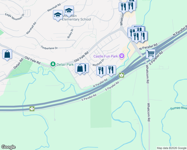 map of restaurants, bars, coffee shops, grocery stores, and more near 1973 Winfield Drive in Abbotsford