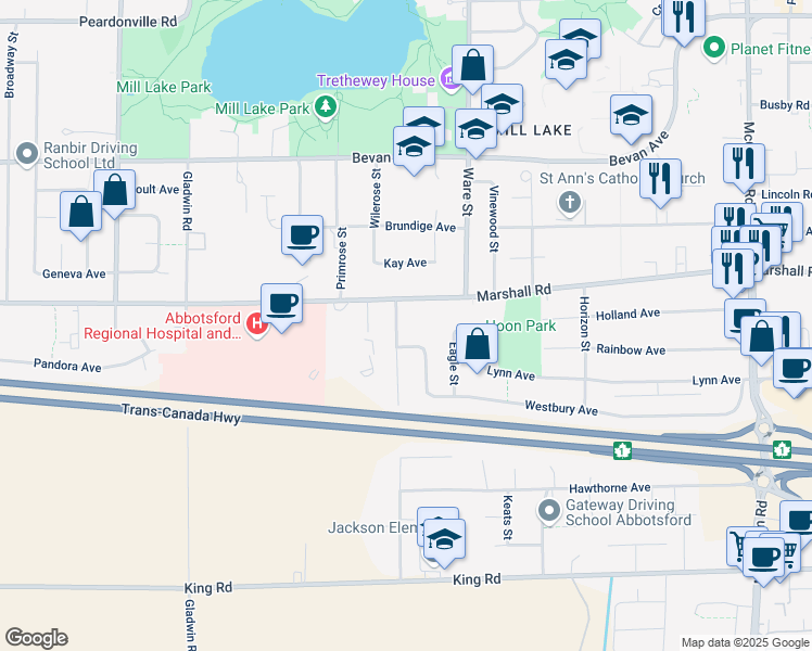 map of restaurants, bars, coffee shops, grocery stores, and more near 1964 Jackson Street in Abbotsford