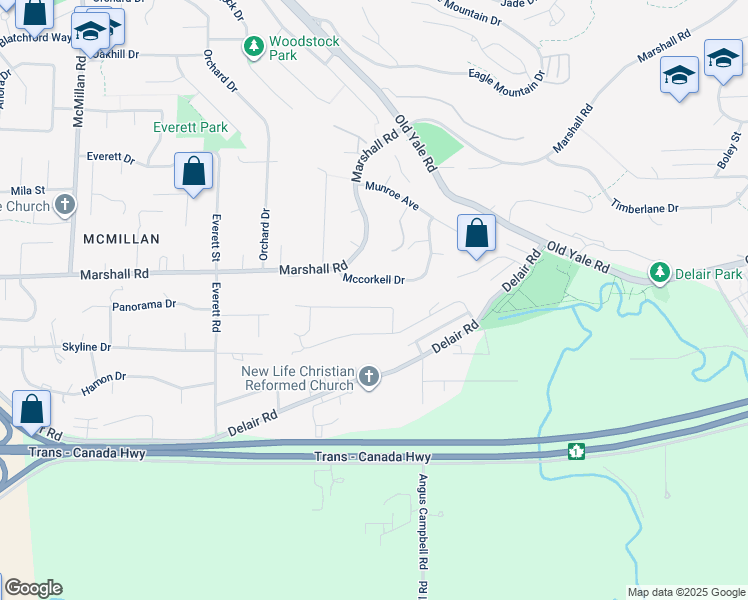 map of restaurants, bars, coffee shops, grocery stores, and more near 35273 Knox Crescent in Abbotsford