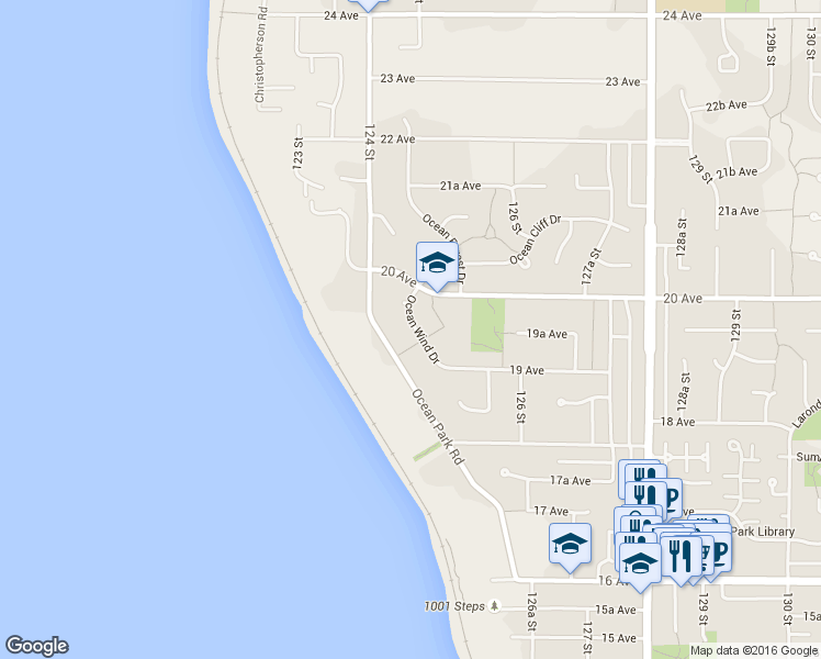 map of restaurants, bars, coffee shops, grocery stores, and more near 1959 Ocean Wind Drive in Surrey