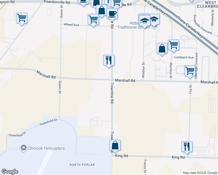 map of restaurants, bars, coffee shops, grocery stores, and more near 1963 Townline Road in Abbotsford