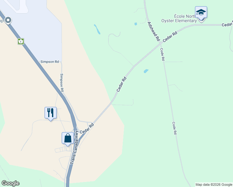 map of restaurants, bars, coffee shops, grocery stores, and more near 13290 Cedar Rd in Ladysmith